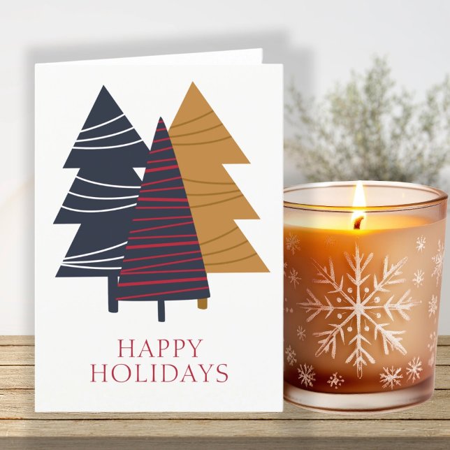 Modern julgran med skogstema, personlig helgkort (Modern Woodland Tree Themed Christmas Personalized Holiday Card by Ricaso. Simple and elegant card)