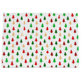 Modern Julgran Mönster - Röda Grönten och Guld