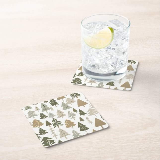 Modern Julgran Mönster Underlägg Papper Kvadrat (Insitu)