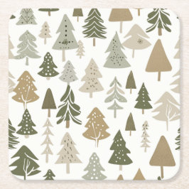 Modern Julgran Mönster Underlägg Papper Kvadrat