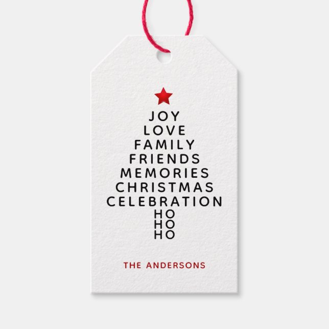 Modern Julgran Önskemål Kraft Presentetikett (Framsidan)