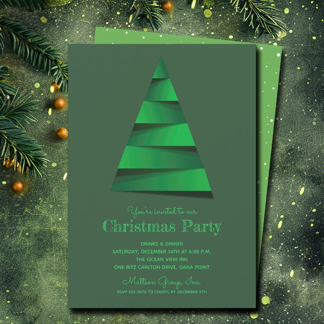 Modern Julgran Party Inbjudningar (Modern Christmas Tree Party Invitations - PRINTED and/or INSTANT DOWNLOAD)