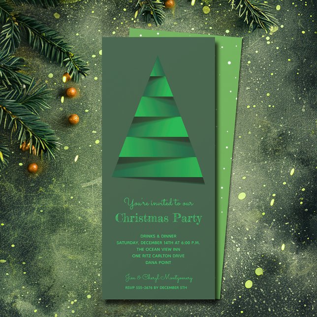 Modern Julgran Party Inbjudningar (Modern Christmas Tree Party Invitations - PRINTED and/or INSTANT DOWNLOAD)