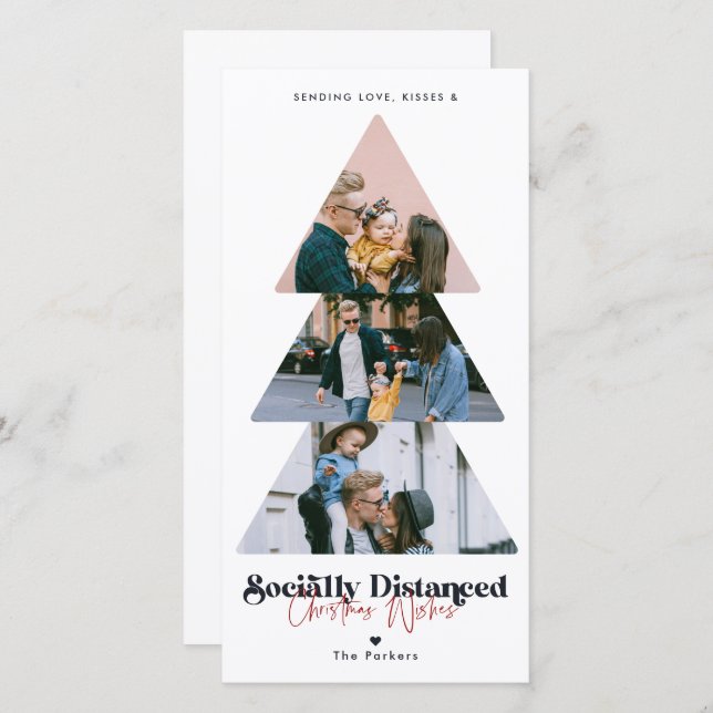 Modern Julgran Photo Collage Helgdag Julkort (Fram/baksida)