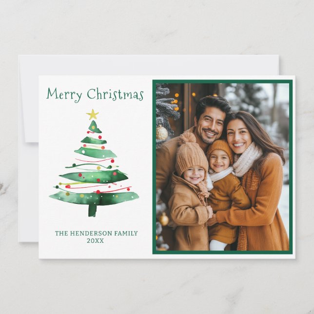 MODERN JULGRAN PHOTO JULKORT (Framsida)