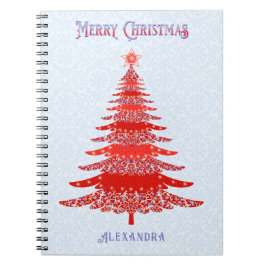 Modern Julgran Red Blue-Personlig Anteckningsbok