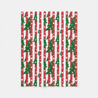 Modern Julgran Red Grönt Stripe mönster Fleecefilt
