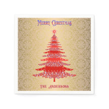 Modern Julgran Red Guld Namn Ornaments