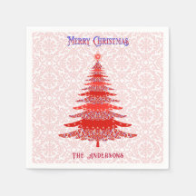 Modern Julgran Red Personlig Snöflingor