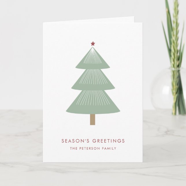 Modern Julgran Red Star - enkel Helgkort (Framsida)