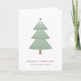 Modern Julgran Red Star - enkel Helgkort