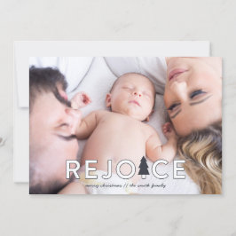 Modern julgran Rejoice Holiday Card Julkort