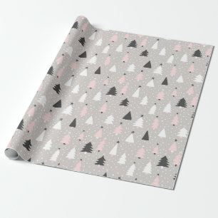 Modern Julgran Rosa Black Grått Helgdag Presentpapper