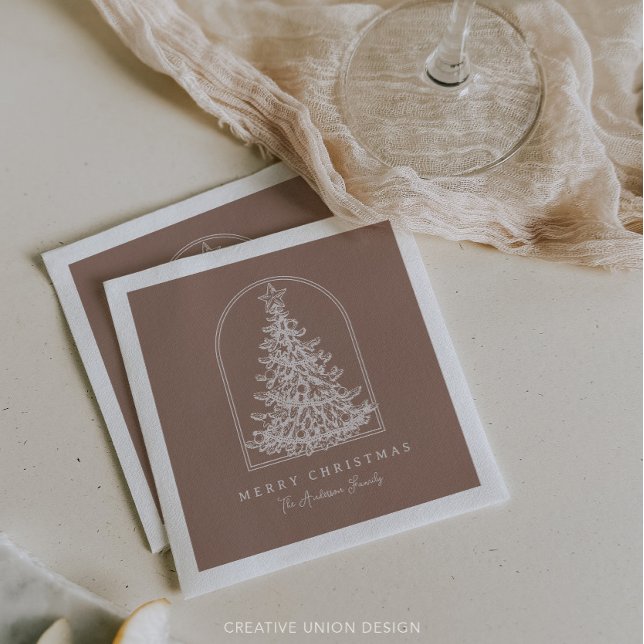 Modern Julgran Sketch Arch Boho Helgdag Pappersservett (Skapare uppladdad)