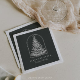 Modern Julgran Sketch Arch Boho Helgdag Pappersservett