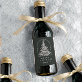 Modern Julgran Sketch Arch Boho Helgdag Vinetikett