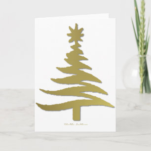 Modern Julgran Stencil Guld Helgkort