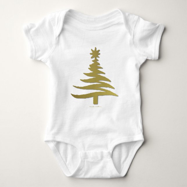 Modern Julgran Stencil Guld Tee (Framsida)
