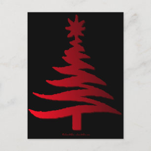 Modern Julgran Stencil Skriv ut röd Helg Vykort