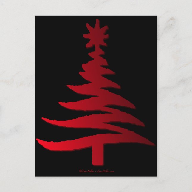 Modern Julgran Stencil Skriv ut röd Helg Vykort (Framsida)