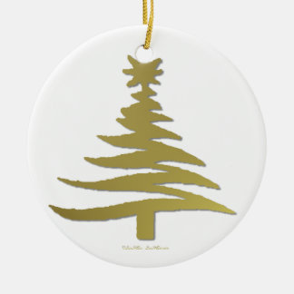 Modern julgran stenciltryck guld julgransprydnad keramik