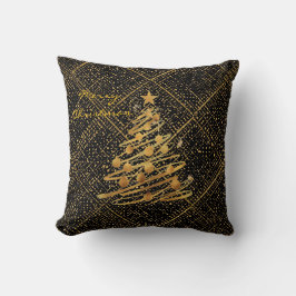 Modern, Julgran, Svart Guld Kors Mönster Kudde