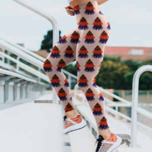 Modern Julgran-upprepning - Festive Beige Leggings