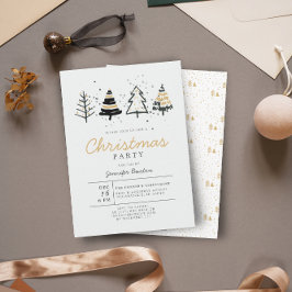 Modern Julgranar Black & Guld Julfest Inbjudningar