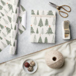 Modern Julgranar Doodles Presentpapper<br><div class="desc">Ett stort antal doodlar i hand plockade Julgran helgdag som är pappra för ett enkelt minimalistiskt stil.</div>