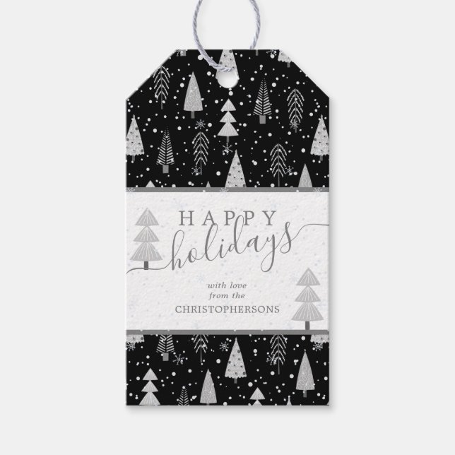 Modern Julgranar GLAD HELG Black Presentetikett (Framsidan)