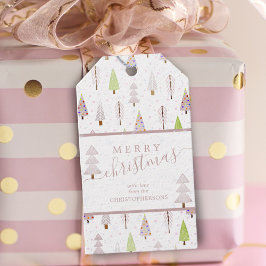 Modern Julgranar GOD JUL Rosa Script Presentetikett