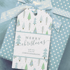 Modern Julgranar GOD JUL-skript Presentetikett