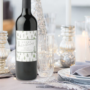 Modern Julgranar GOD JUL-skript Vinflaska Etikett