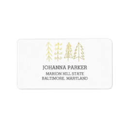 Modern Julgranar Guld Helgdag Adressetikett