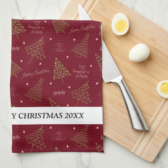 Modern Julgranar med familjen Namn Kökshandduk (Vikt i Fjärdedel)