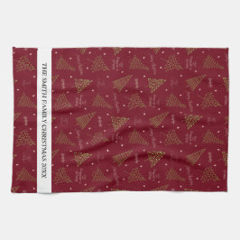 Modern Julgranar med familjen Namn Kökshandduk