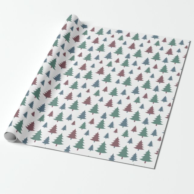 Modern Julgranar Mönster Presentpapper (Utrullad)