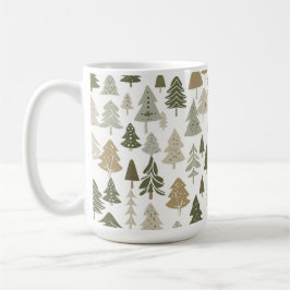 Modern Julgranar Sage Oliv grönt Mönster Kaffemugg