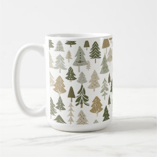 Modern Julgranar Sage Oliv grönt Mönster Kaffemugg