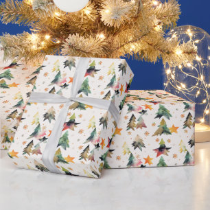 Modern Julgranar-vattenfärgssvällning Papper Presentpapper