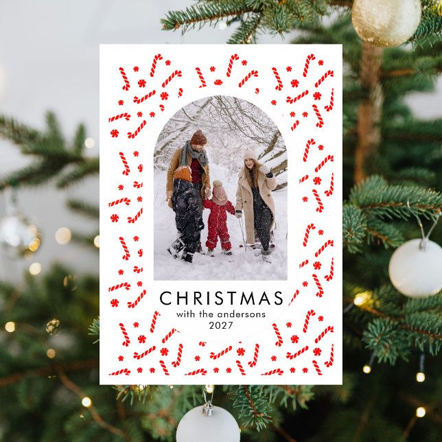 Modern julgransbåge familje jul julkort (Skapare uppladdad)
