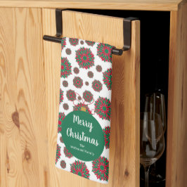 Modern julgransornament familjenamn kökshandduk