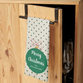 Modern julgransornament familjenamn kökshandduk
