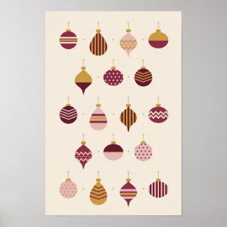 Modern julgransornament i bär-guld-mönster julen poster