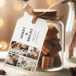 Modern Julgrid Merry & Bright Jul Presentetikett