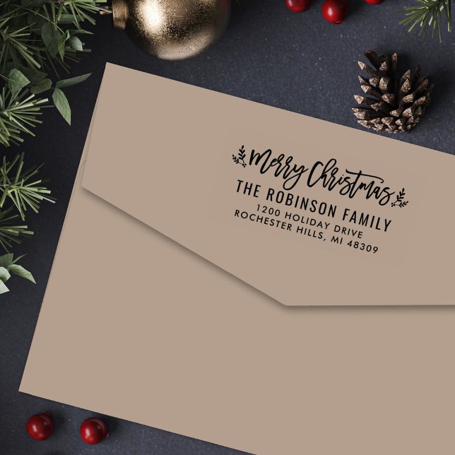 Modern julgrönsaketering returadress självfärgande stämpel (Skapare uppladdad)