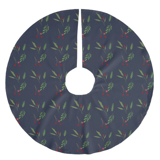 Modern julgrönska botanisk bär julgransmatta borstad polyester (Framsidan)
