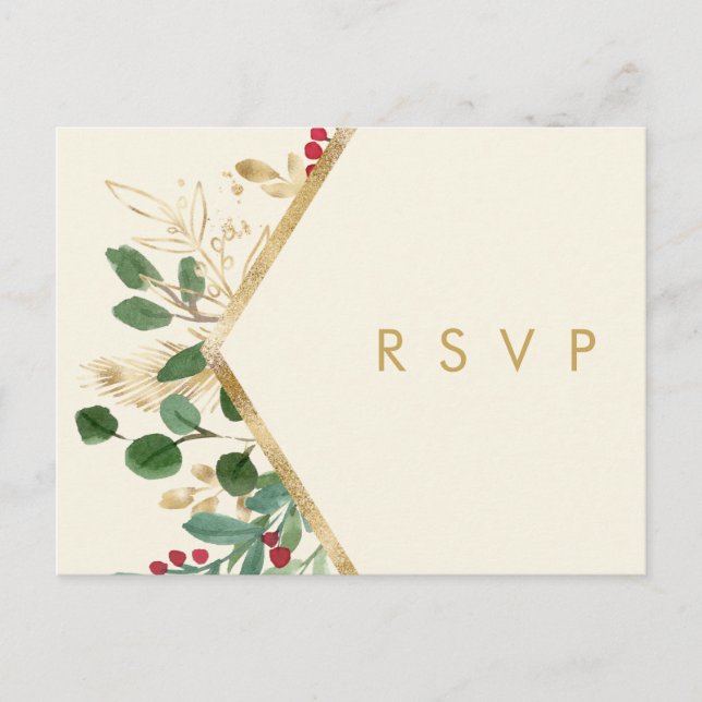 Modern julgrönska | Cream Menyval RSVP Vykort (Framsida)