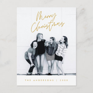 Modern Julhälsning, Glad Jul Familjefoto Vykort