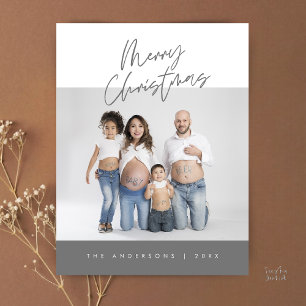 Modern Julhälsning, Glad Jul Familjefoto Vykort